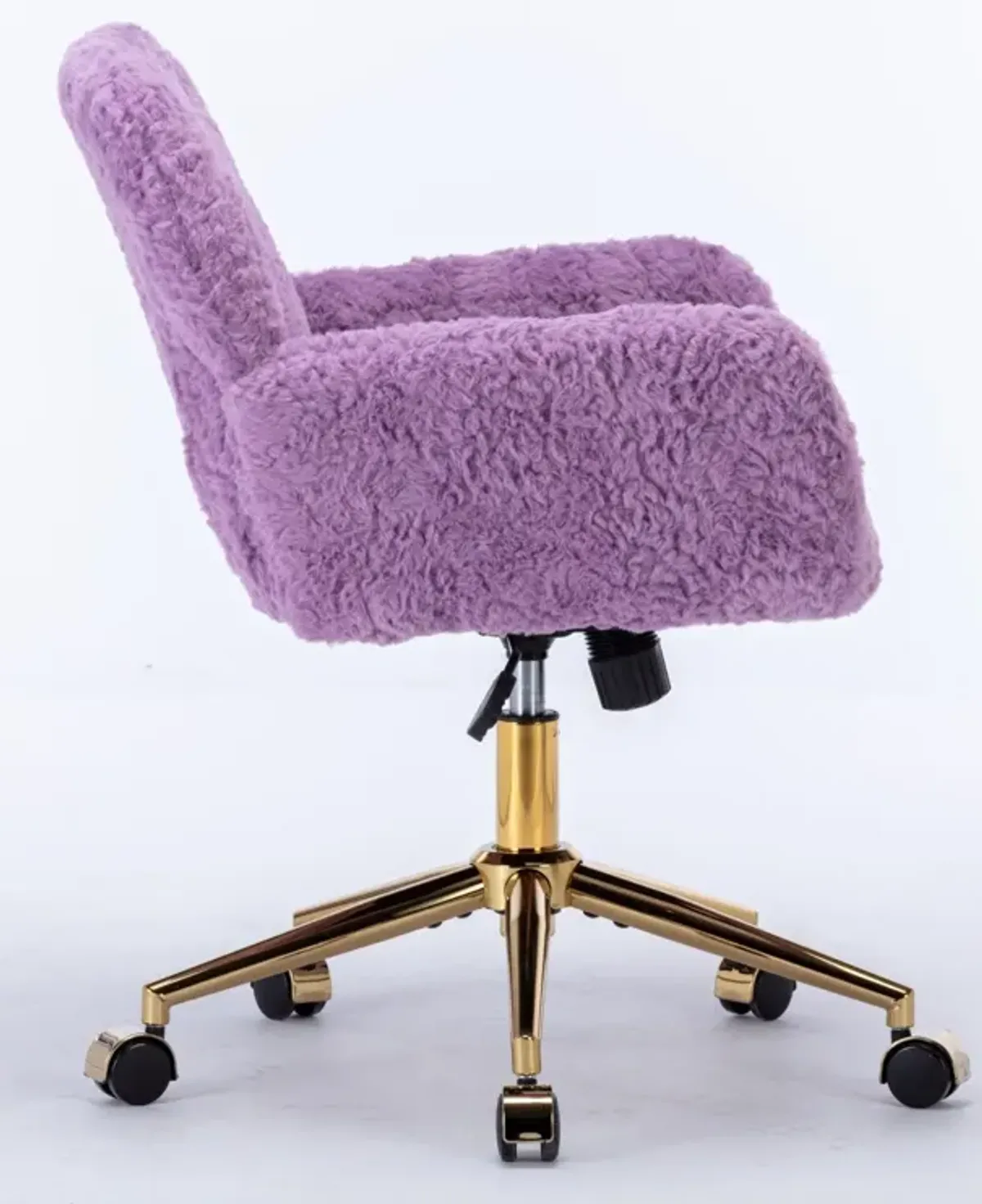 Office Chair, Artificial Rabbit Hair Home Office Chair With Golden Metal Base, Adjustable Desk Chair Swivel Office Chair, Vanity Chair