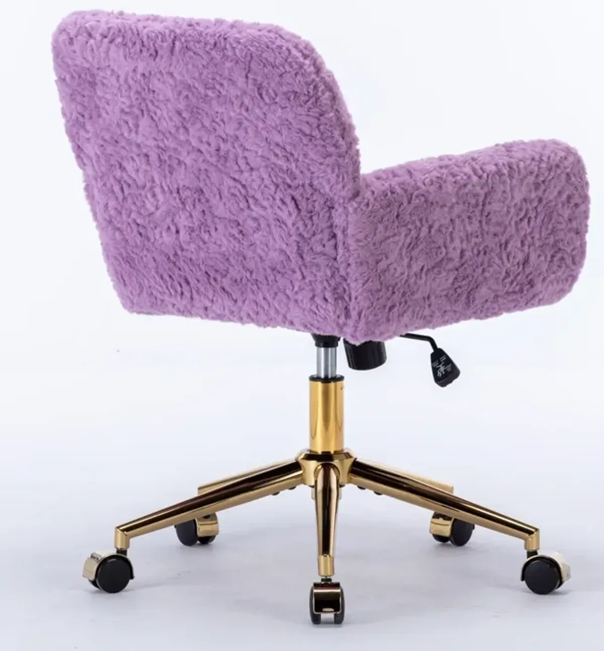 Office Chair, Artificial Rabbit Hair Home Office Chair With Golden Metal Base, Adjustable Desk Chair Swivel Office Chair, Vanity Chair