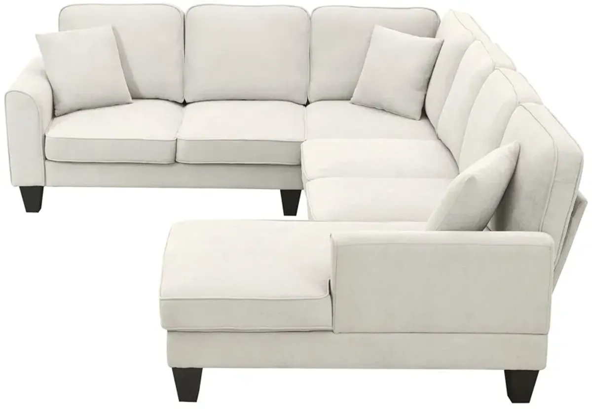 Modern U Shape Sectional Sofa, 7 Seat Fabric Sectional Sofa Set With 3 Pillows Included For Living Room, Apartment, Office