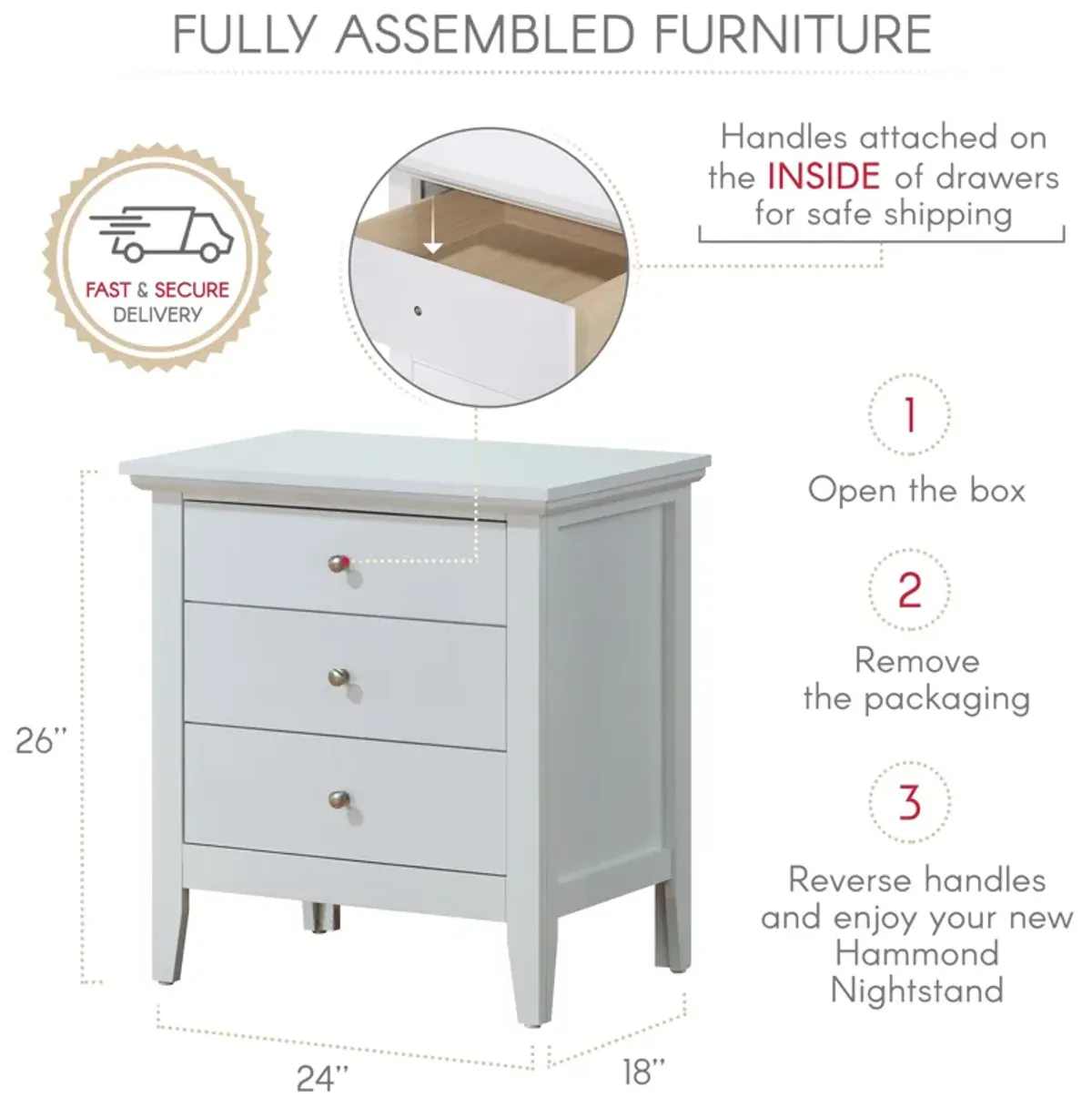 Hammond - 3 Drawer Nightstand