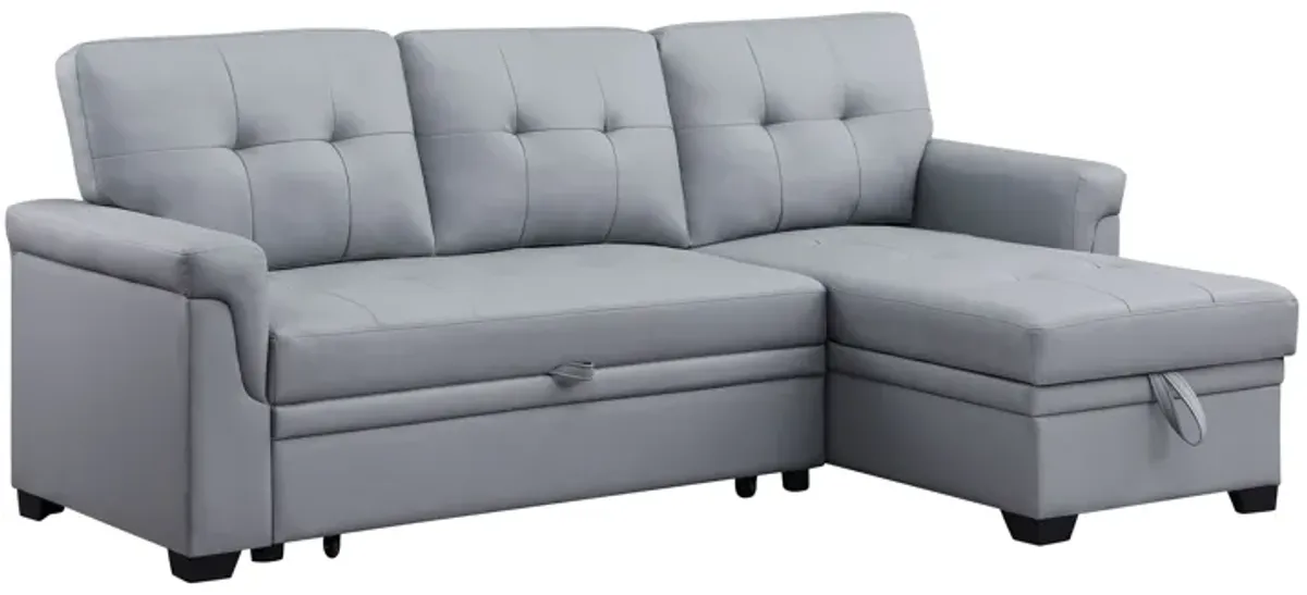 Lexi - Vegan Leather Modern Reversible Sleeper Sectional Sofa With Storage Chaise