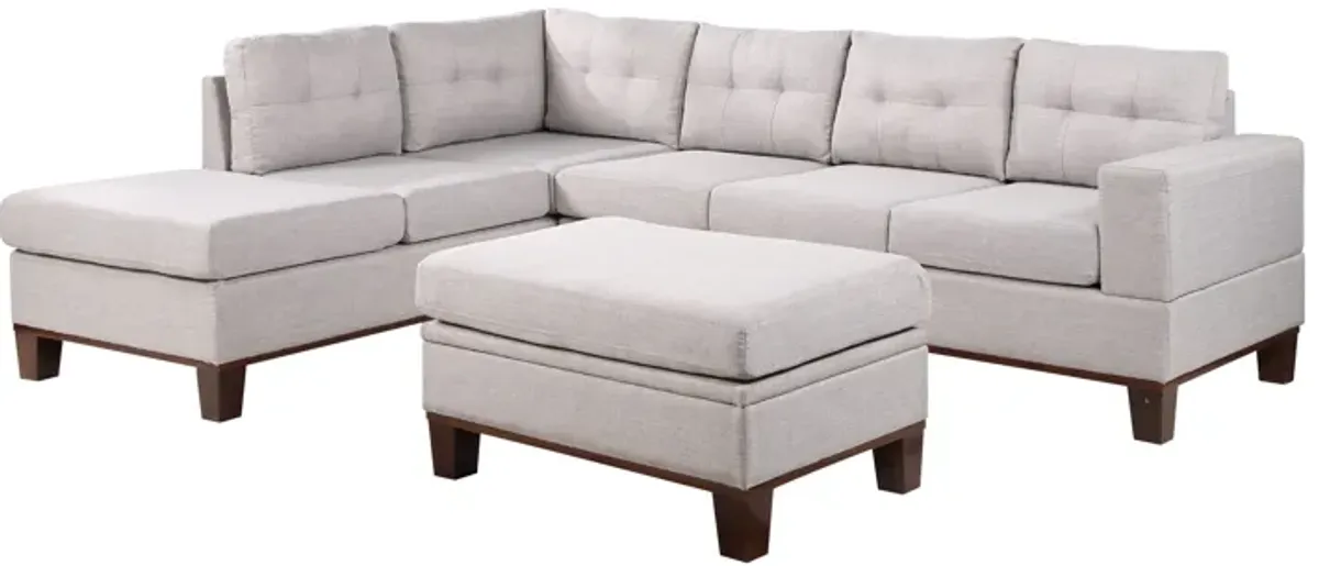 Hilo - Fabric Reversible Sectional Sofa With Dropdown Armrest, Cupholder, And Storage Ottoman