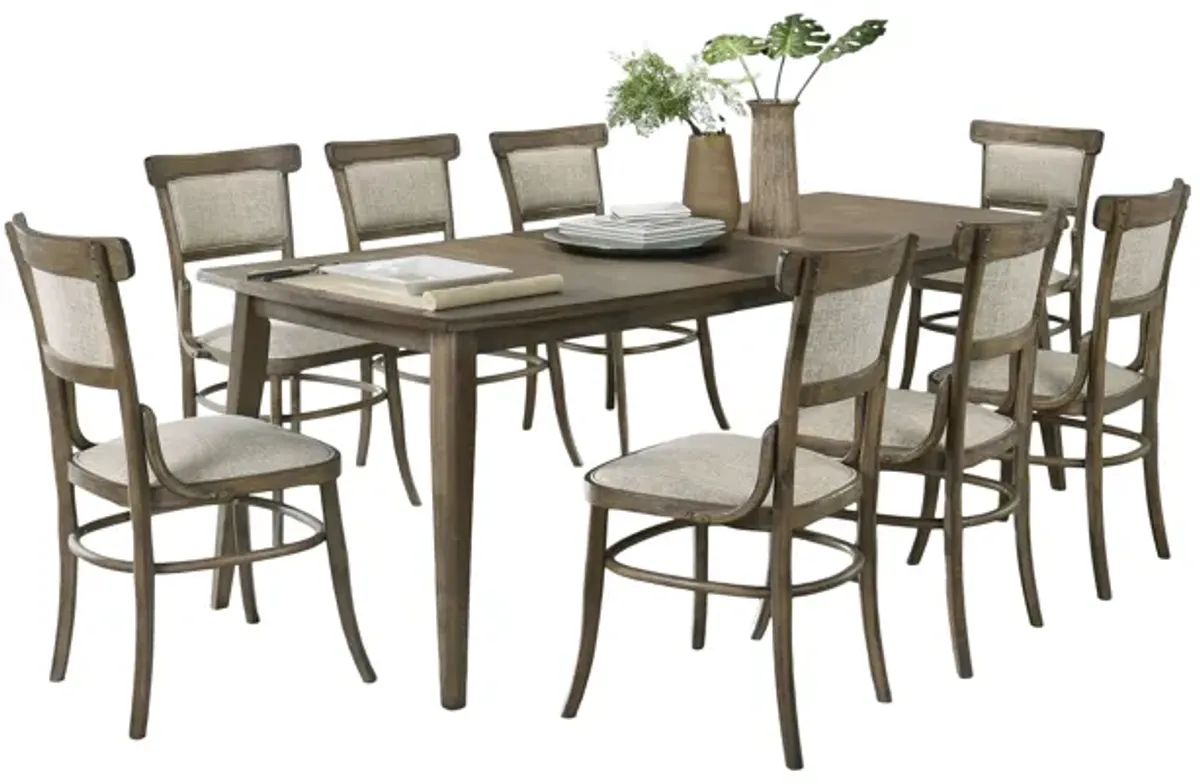 Bistro - Dining Table With Off White Fabric Dining Chairs