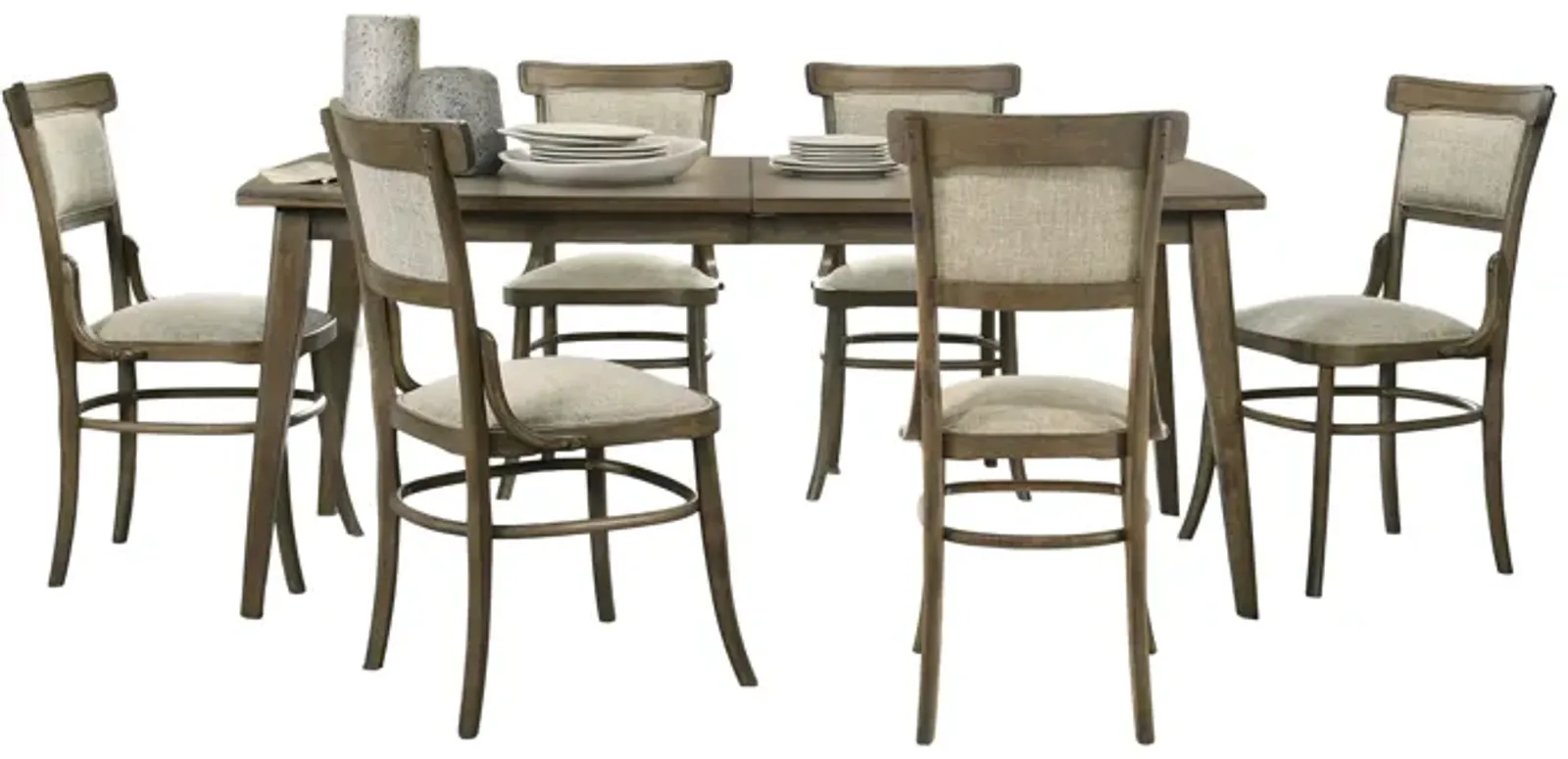 Bistro - Dining Table With Off White Fabric Dining Chairs