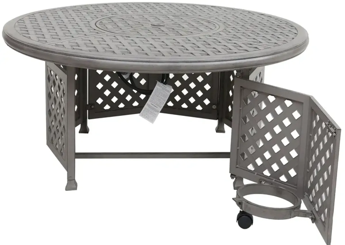 Cast Aluminum Propane Gas Firepit Table, Chat Height - Gray