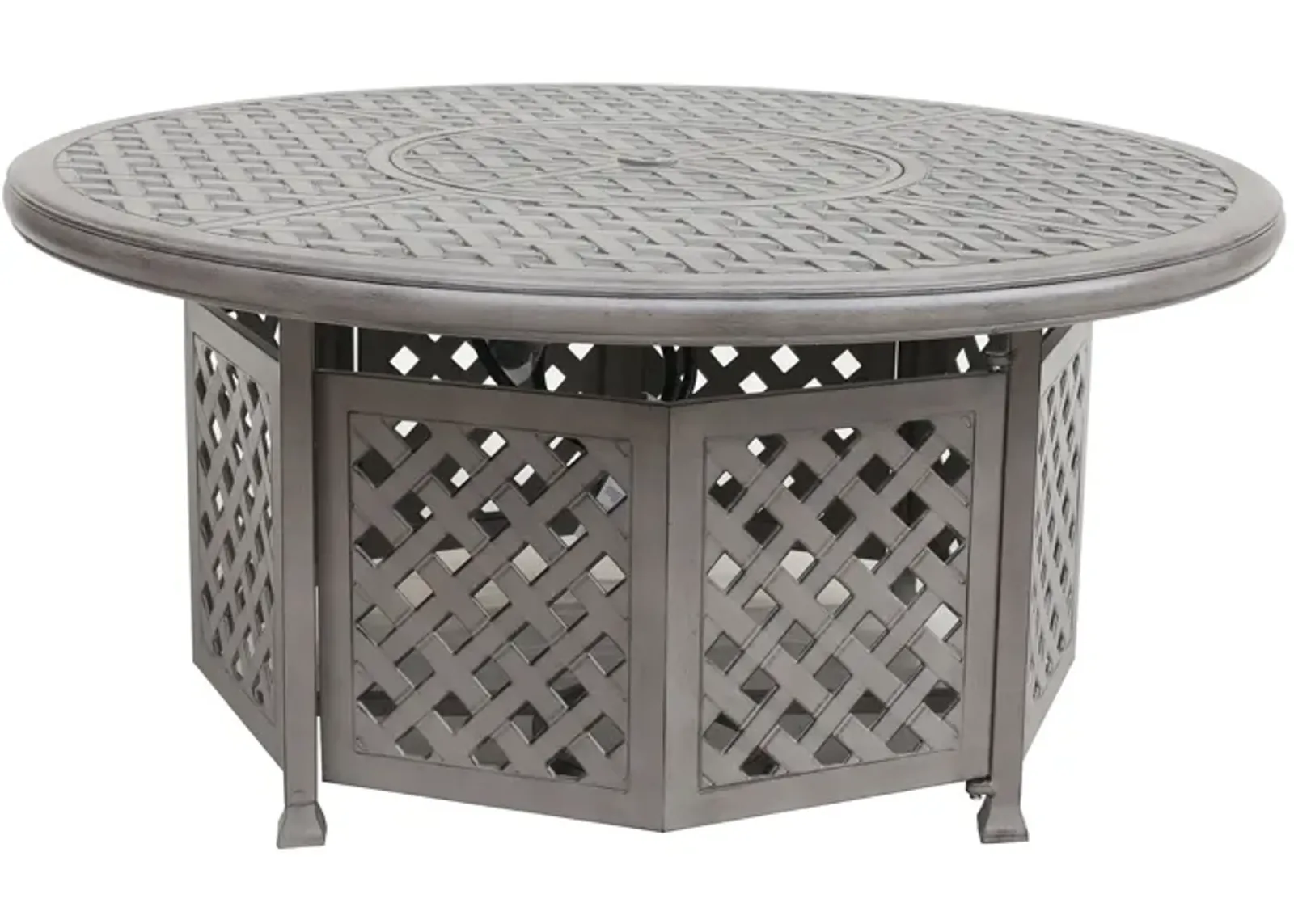 Cast Aluminum Propane Gas Firepit Table, Chat Height - Gray