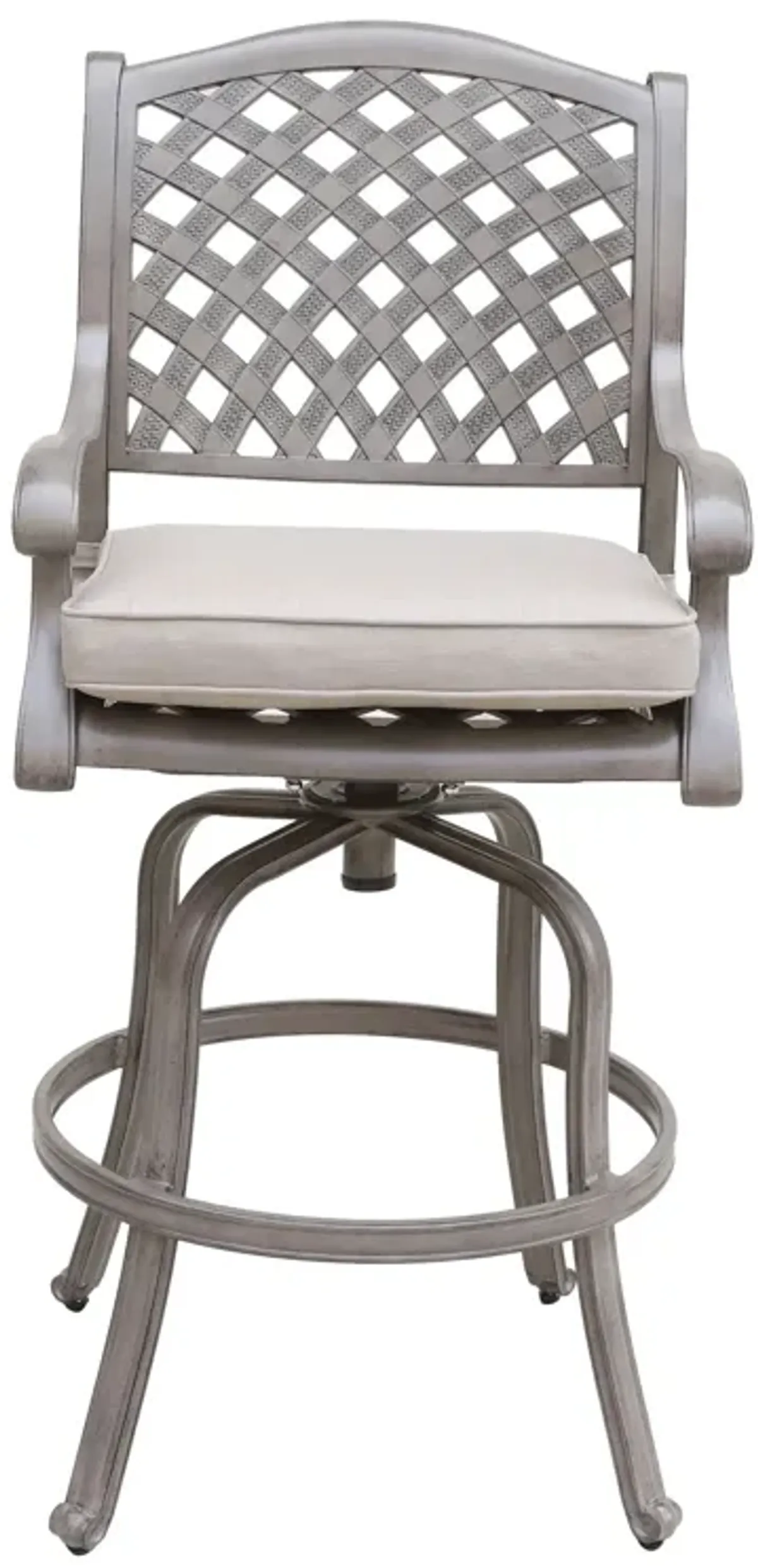 Cast Aluminum Bar Stool With Cushion (Set of 2) - Gray