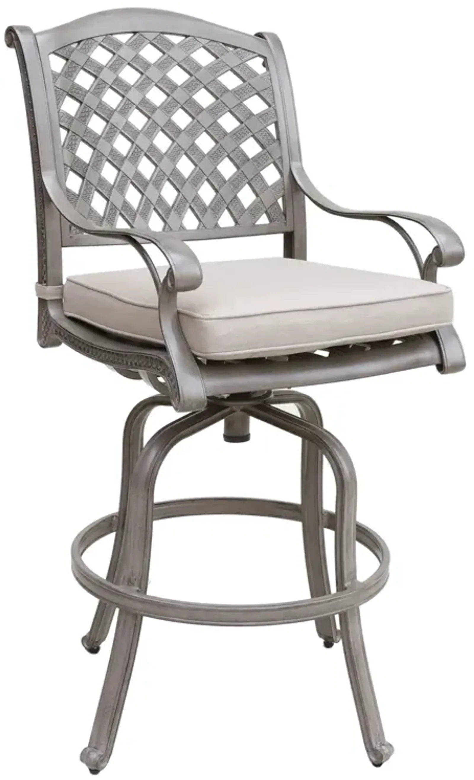 Cast Aluminum Bar Stool With Cushion (Set of 2) - Gray