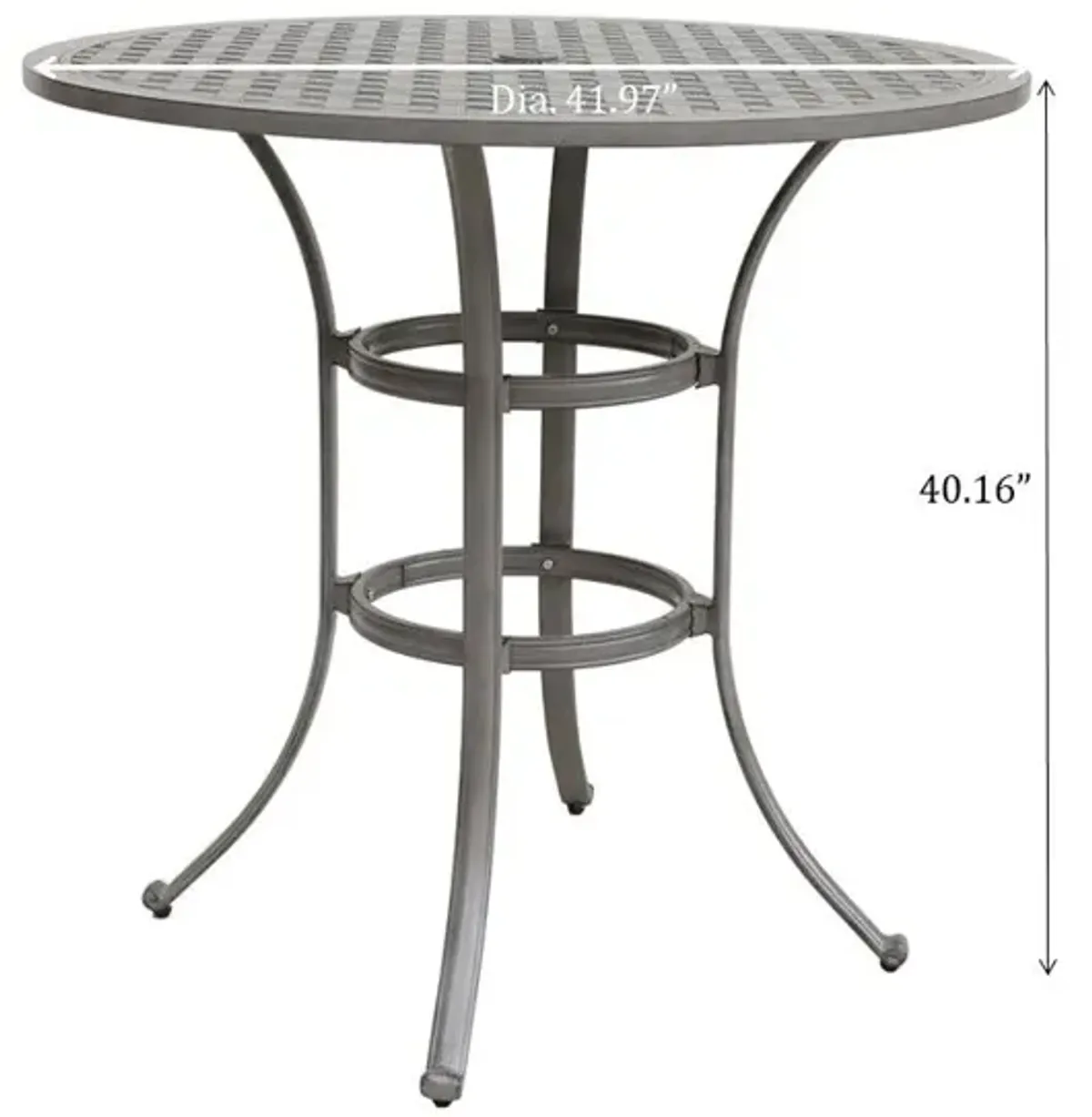 42" Cast Aluminum Round Bar Table - Gray