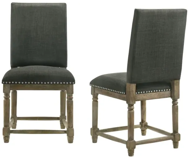 Everton - Fabric Dining Chair With Nailhead Trim (Set of 2) - Gray