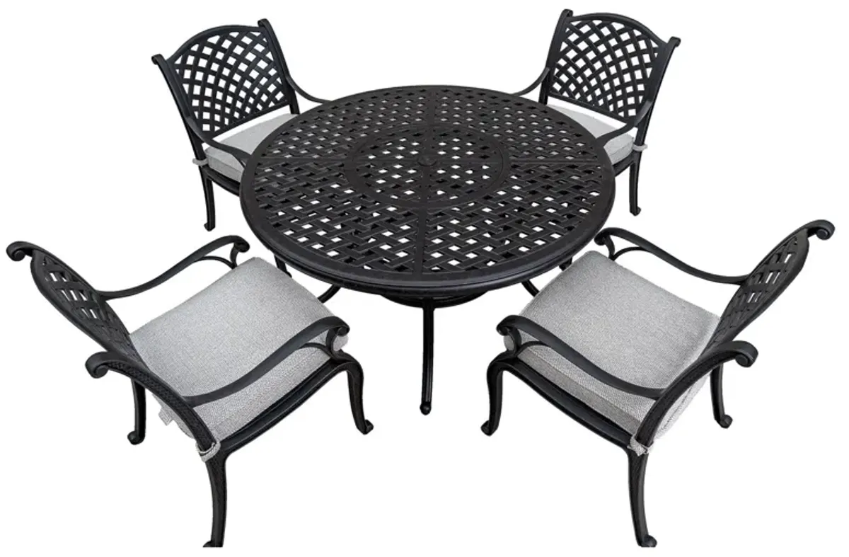 Stylish Outdoor 5 Piece Aluminum Dining Set With Cushion (4 Arm Chairs And Table) - Sandstorm