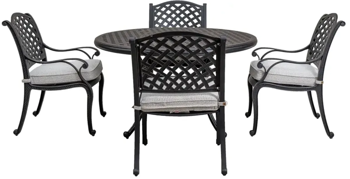 Stylish Outdoor 5 Piece Aluminum Dining Set With Cushion (4 Arm Chairs And Table) - Sandstorm