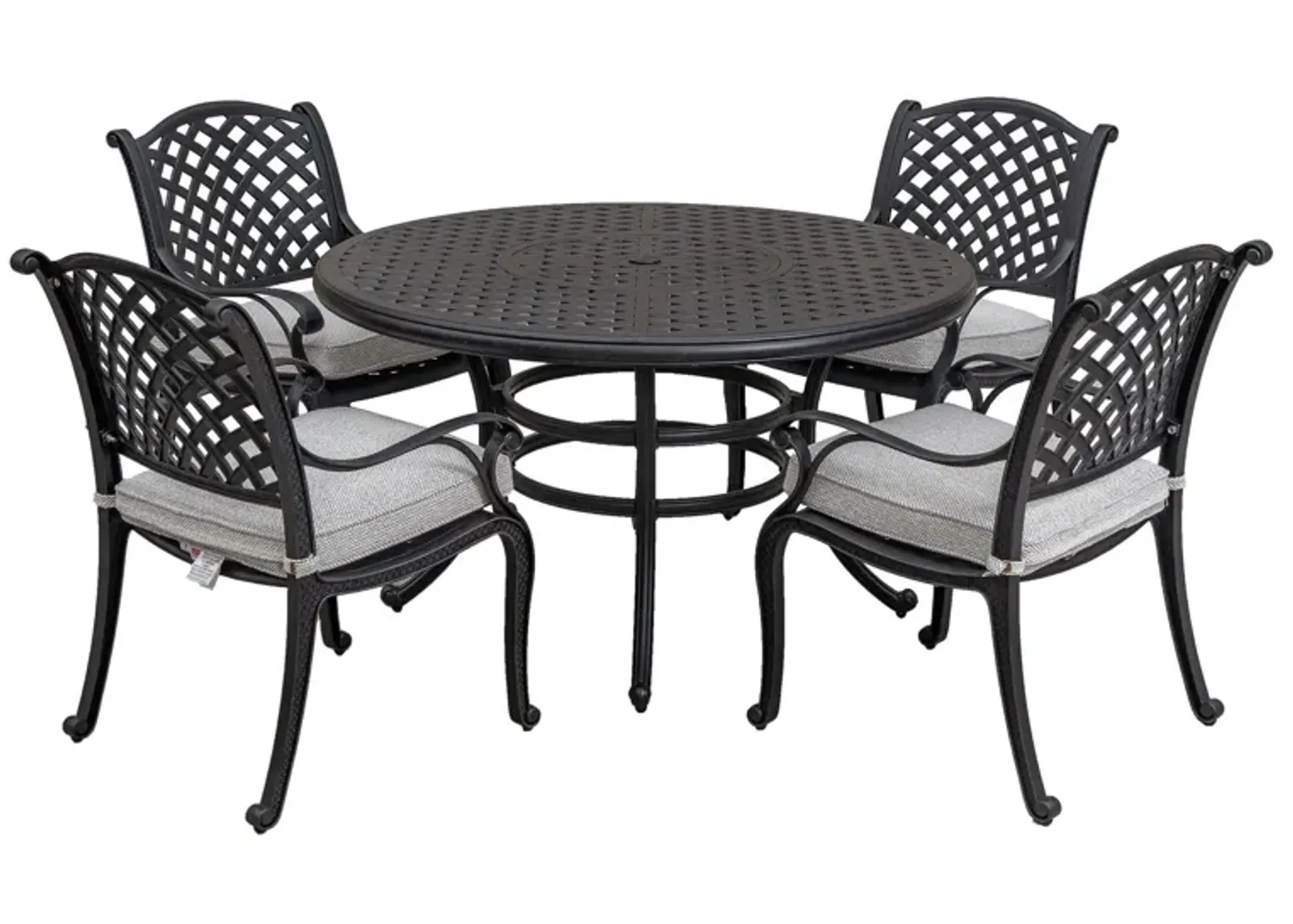 Stylish Outdoor 5 Piece Aluminum Dining Set With Cushion (4 Arm Chairs And Table) - Sandstorm