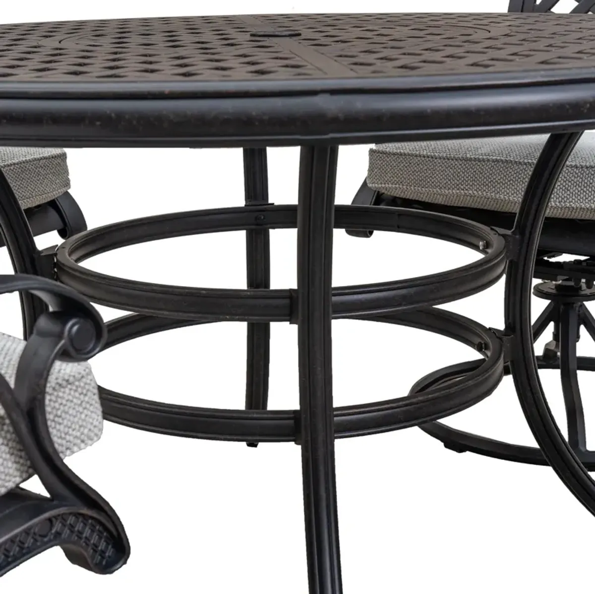 Stylish Outdoor 5 Piece Aluminum Dining Set With Cushion, Swivel And Rocking Chairs - Sandstorm