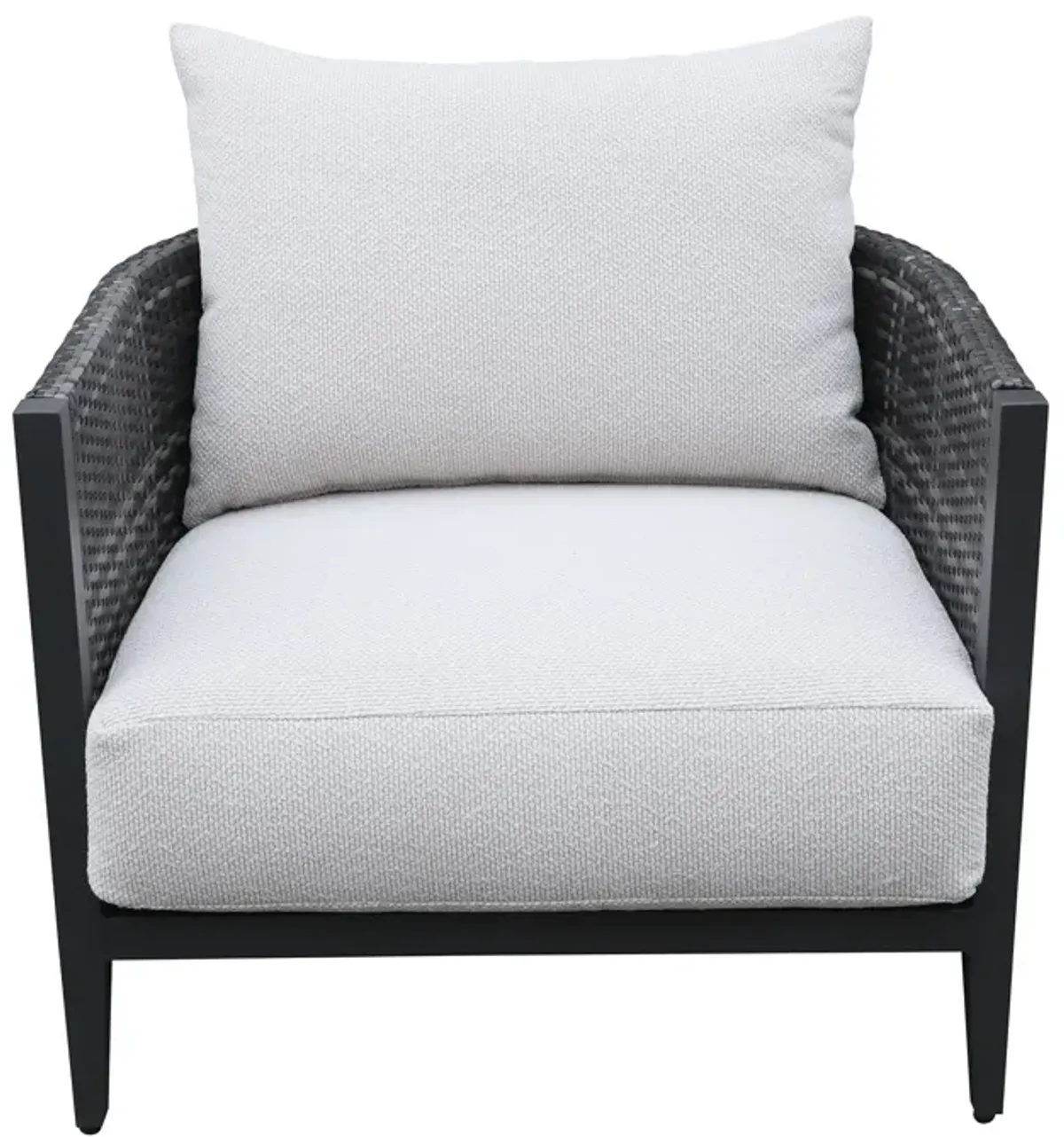 Premium Outdoor Wicker Gabardine Club Chair With Cushion (Set of 2) - White / Dark Gray