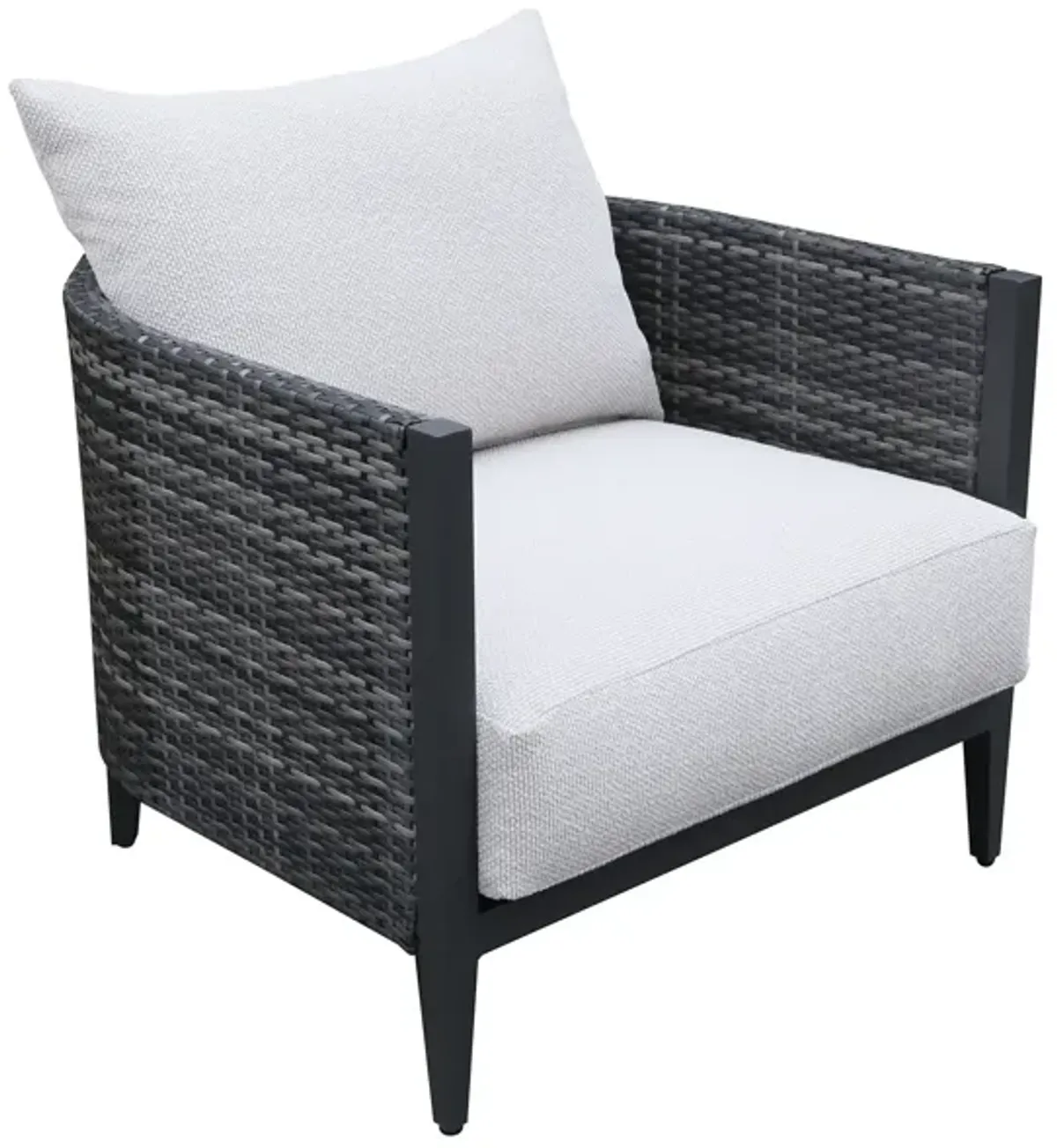 Premium Outdoor Wicker Gabardine Club Chair With Cushion (Set of 2) - White / Dark Gray