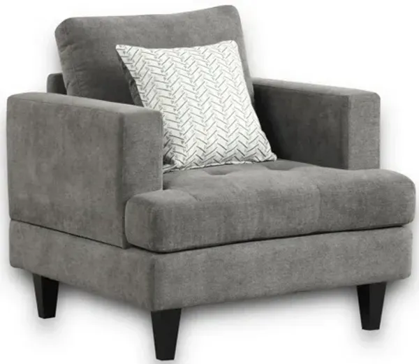 Callaway - Chenille Chair With Throw Pillow - Gray