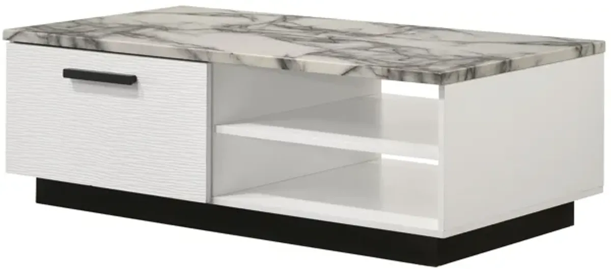 Matilda - Coffee Table With White Faux Marble Top - White