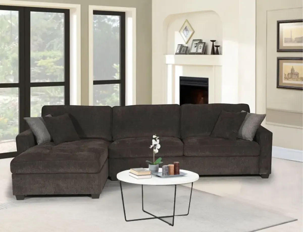 Polaris - Fabric Wide Reversible Sectional Sofa - Black