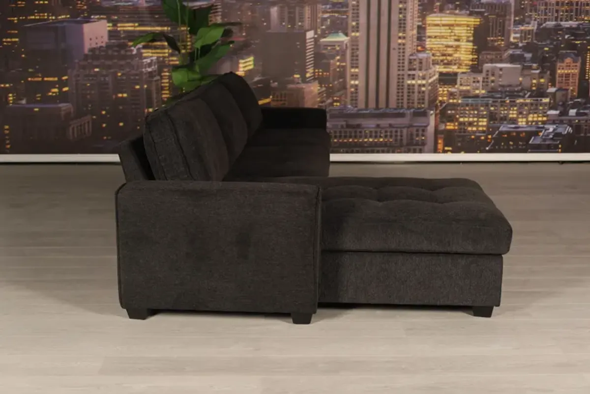 Polaris - Fabric Wide Reversible Sectional Sofa - Black