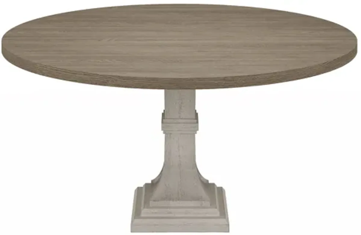 Tannen - Round Dining Table - White And Gray