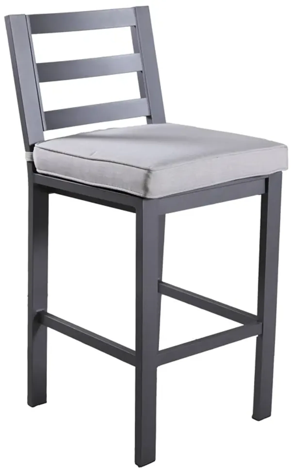 Outdoor Armless Aluminum Barstools With Cushion (Set of 2) - Pewter