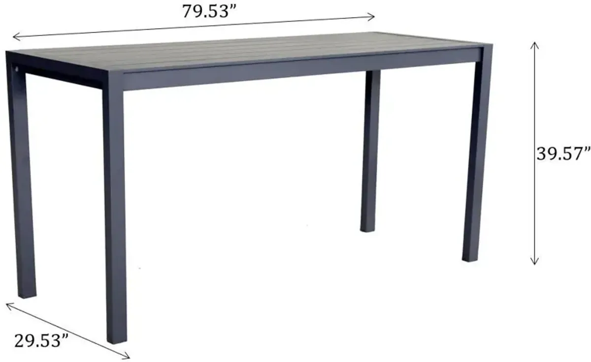 Premium Aluminum Rectangular Bar Table - Pewter