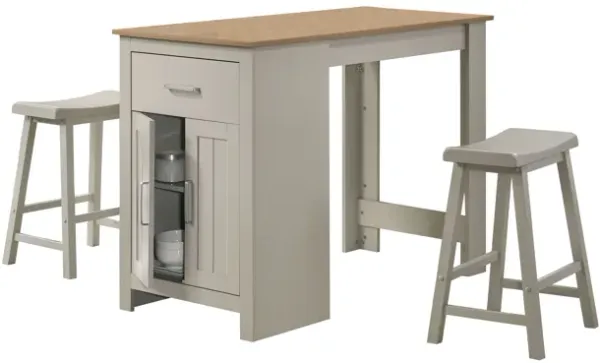 Alonzo - Small Space Counter Height Dining Table With Cabinet, Drawer, And 2 Ergonomic Counter Stools (Set of 3)