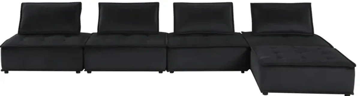 Anna - Velvet Sectional Sofa Ottoman