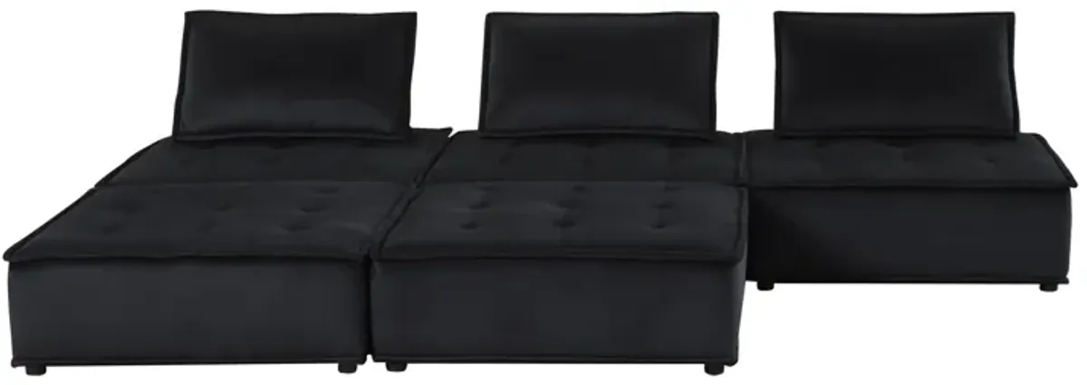 Anna - Velvet Sectional Sofa Ottoman