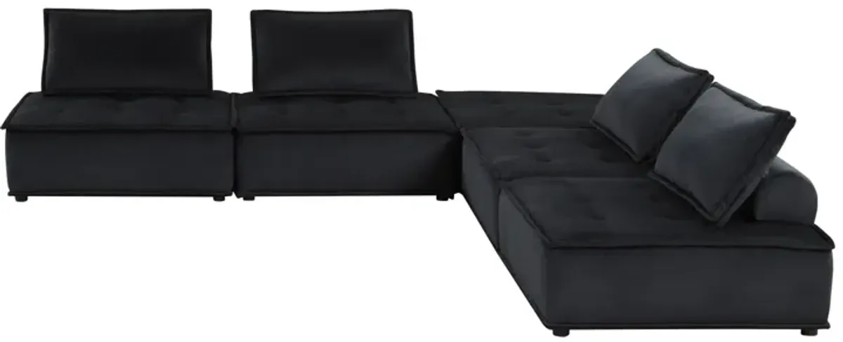 Anna - Velvet Sectional Sofa Ottoman