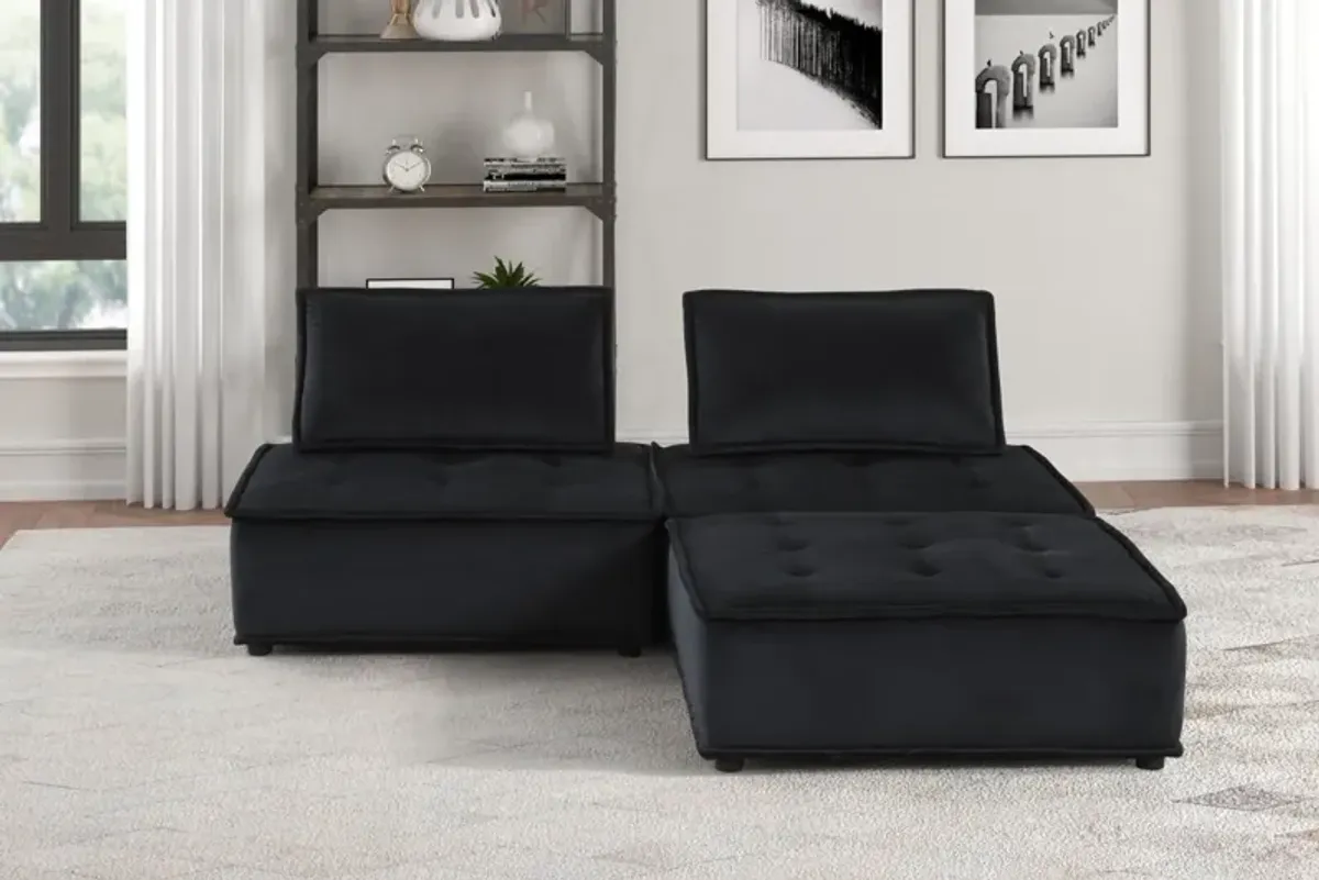 Anna - Velvet Sectional Sofa Ottoman