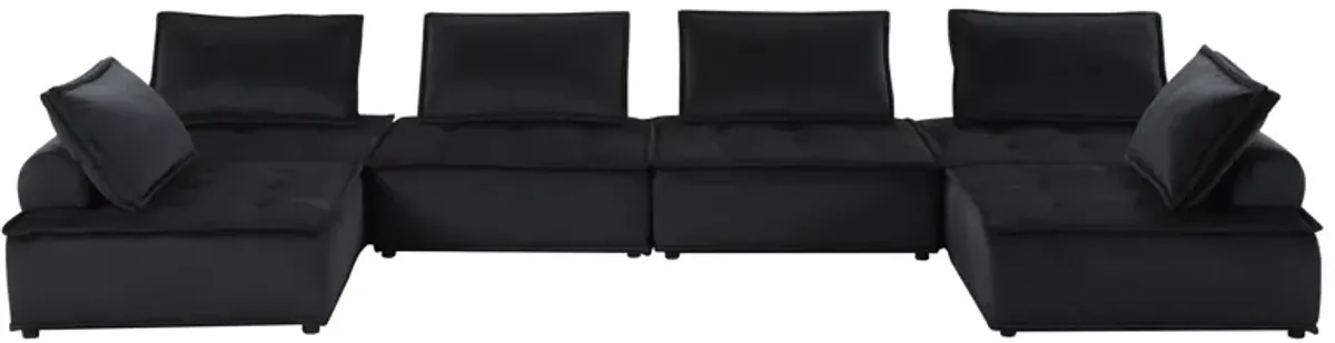 Anna - Velvet 6-Seater U-Shape Modular Sectional Sofa