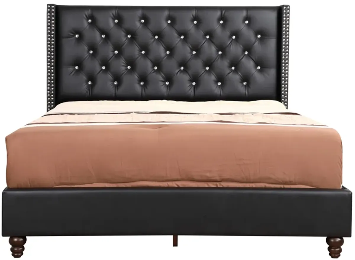 Julie - Upholstered Bed With Faux Diamonds