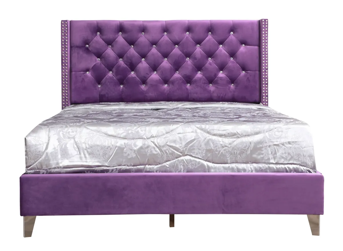 Julie - Upholstered Bed With Faux Diamonds