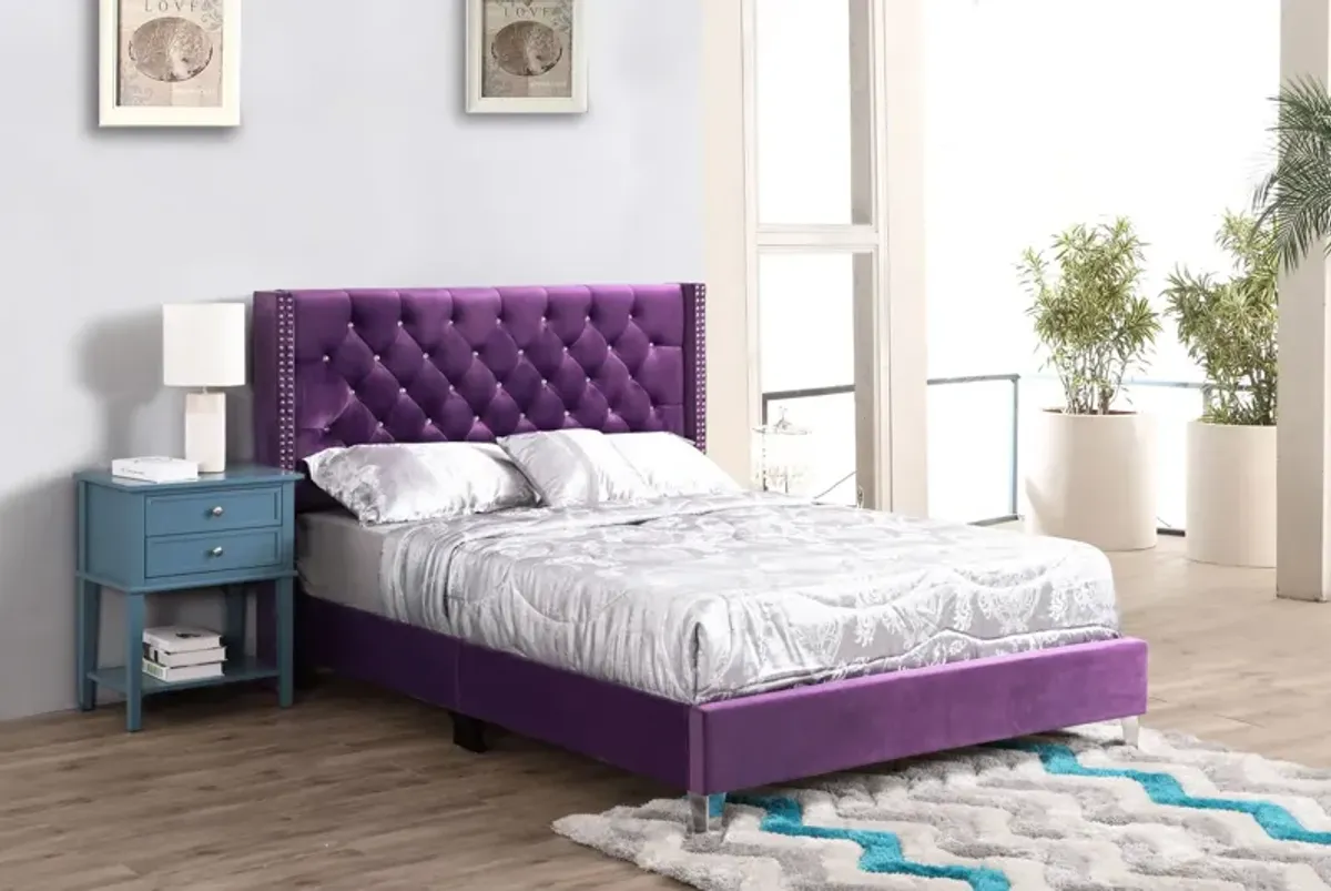 Julie - Upholstered Bed With Faux Diamonds