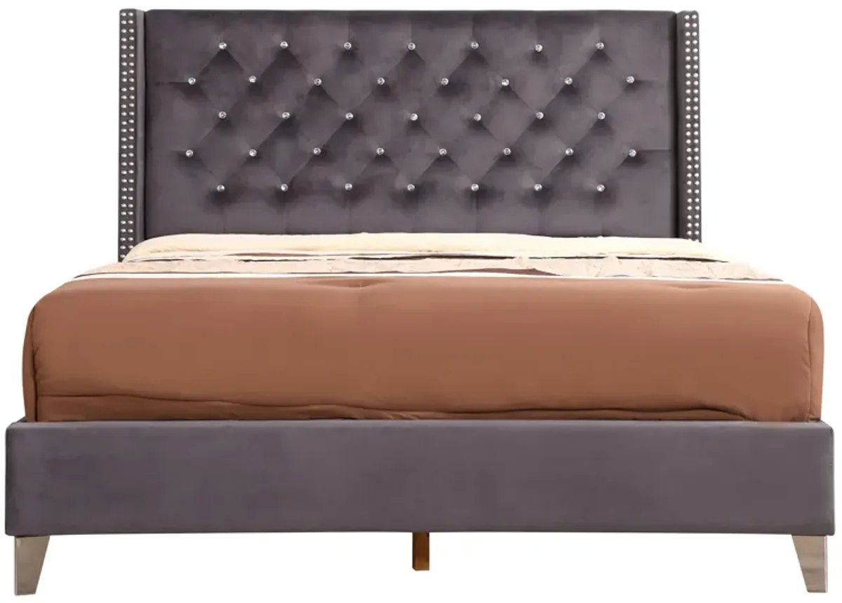 Julie - Upholstered Bed With Faux Diamonds