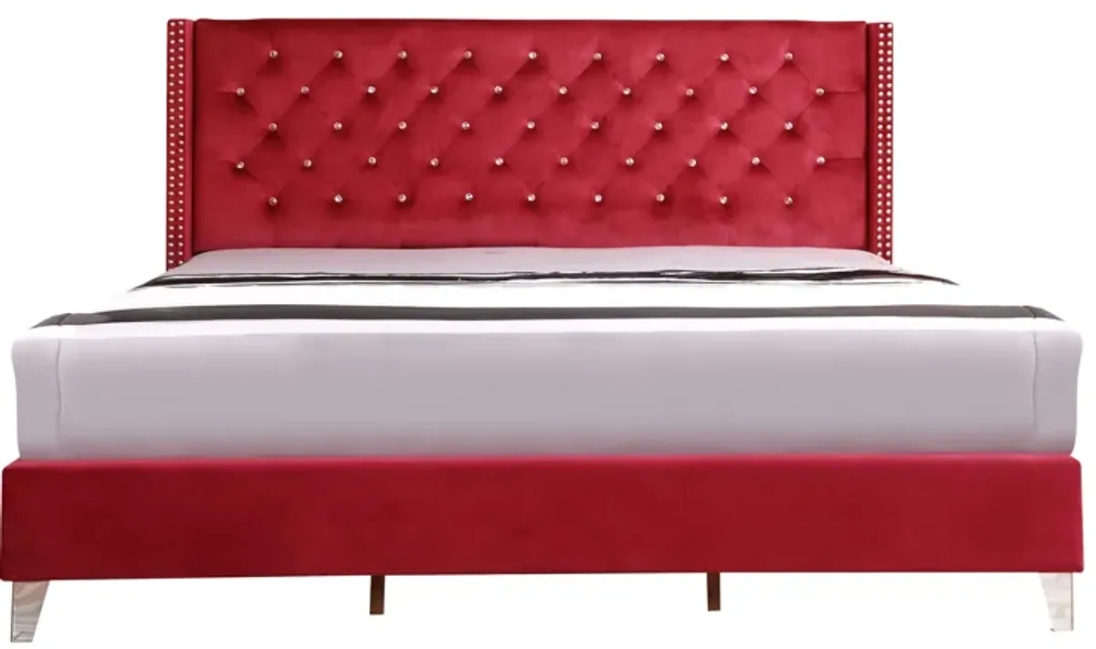 Julie - Upholstered Bed With Faux Diamonds