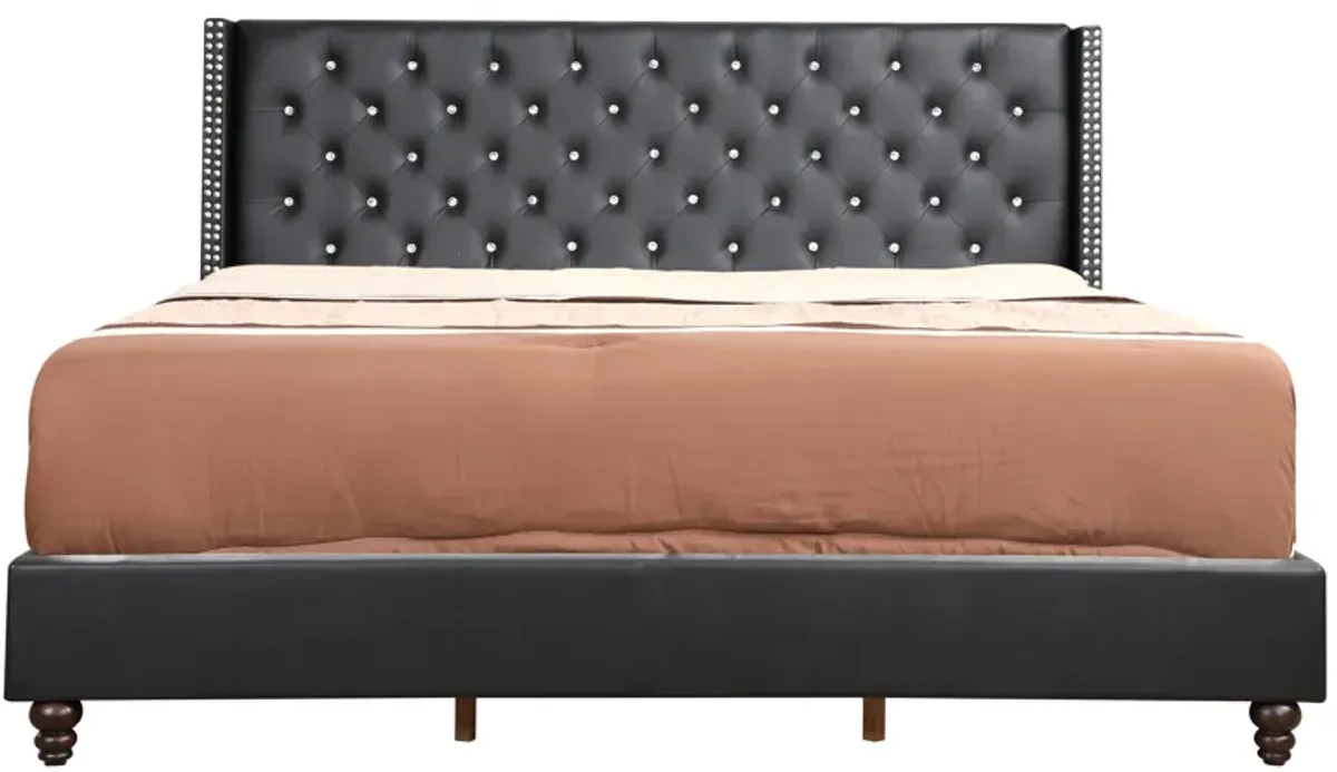 Julie - Upholstered Bed With Faux Diamonds