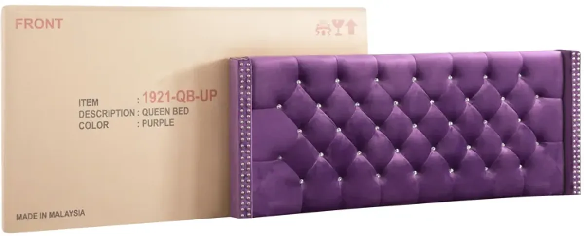 Julie - Upholstered Bed With Faux Diamonds