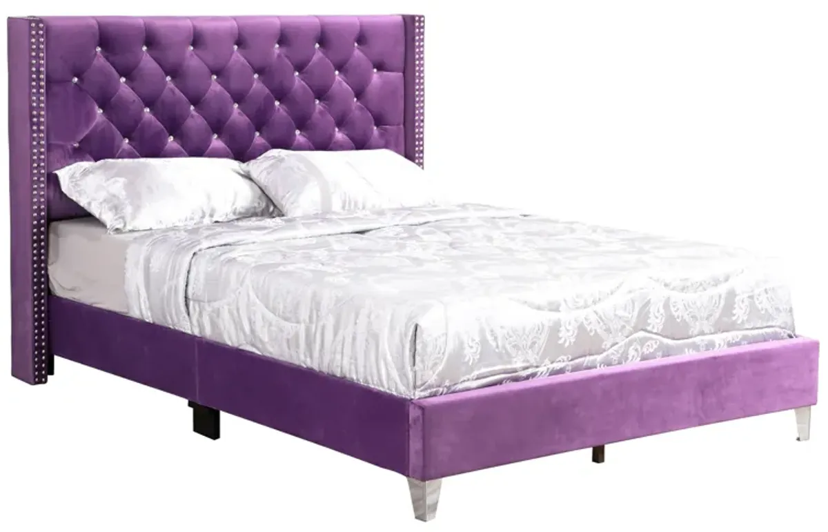 Julie - Upholstered Bed With Faux Diamonds