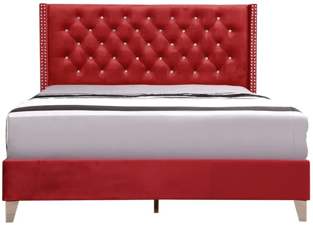 Julie - Upholstered Bed With Faux Diamonds