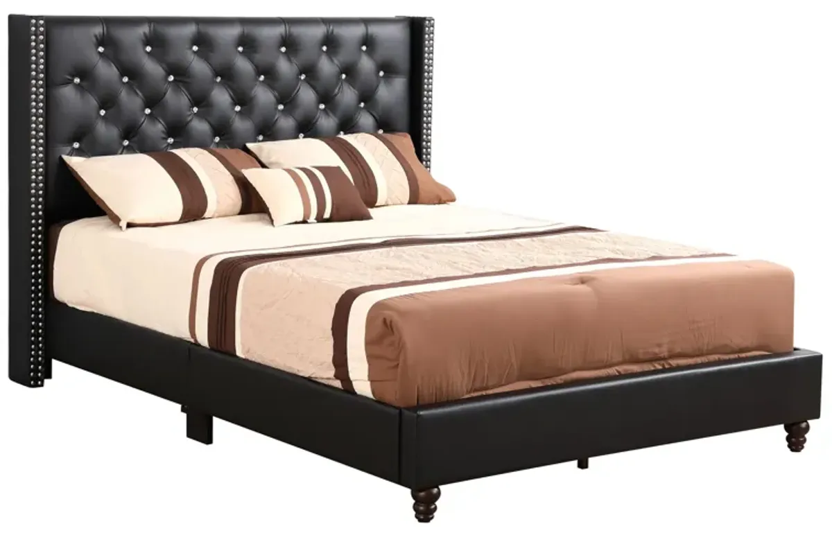 Julie - Upholstered Bed With Faux Diamonds