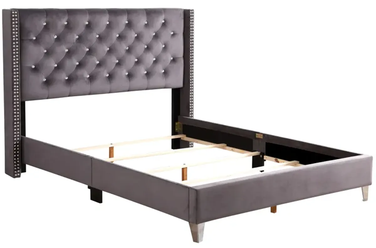 Julie - Upholstered Bed With Faux Diamonds