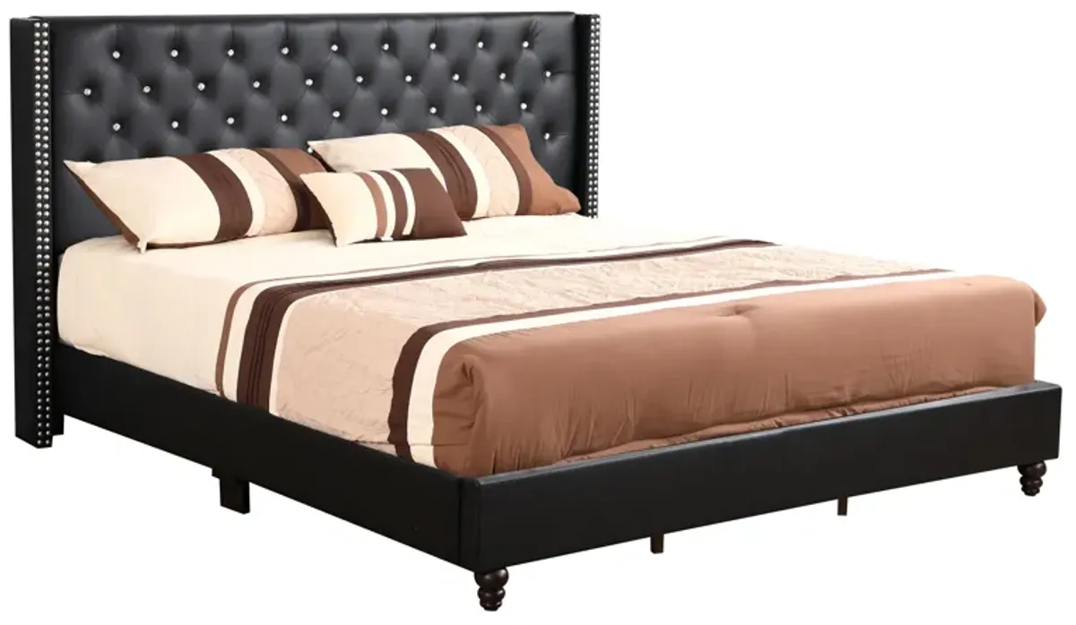 Julie - Upholstered Bed With Faux Diamonds