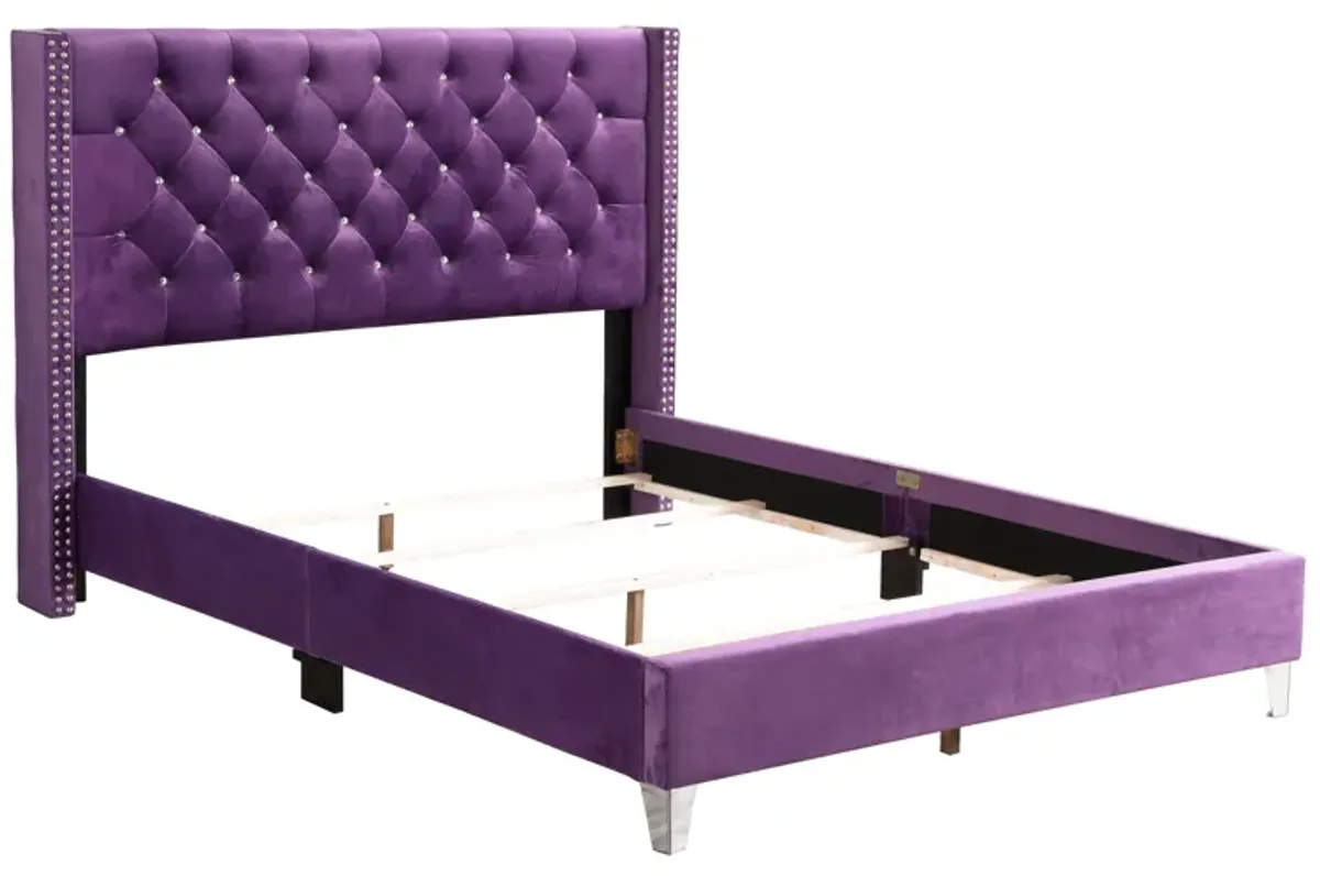 Julie - Upholstered Bed With Faux Diamonds