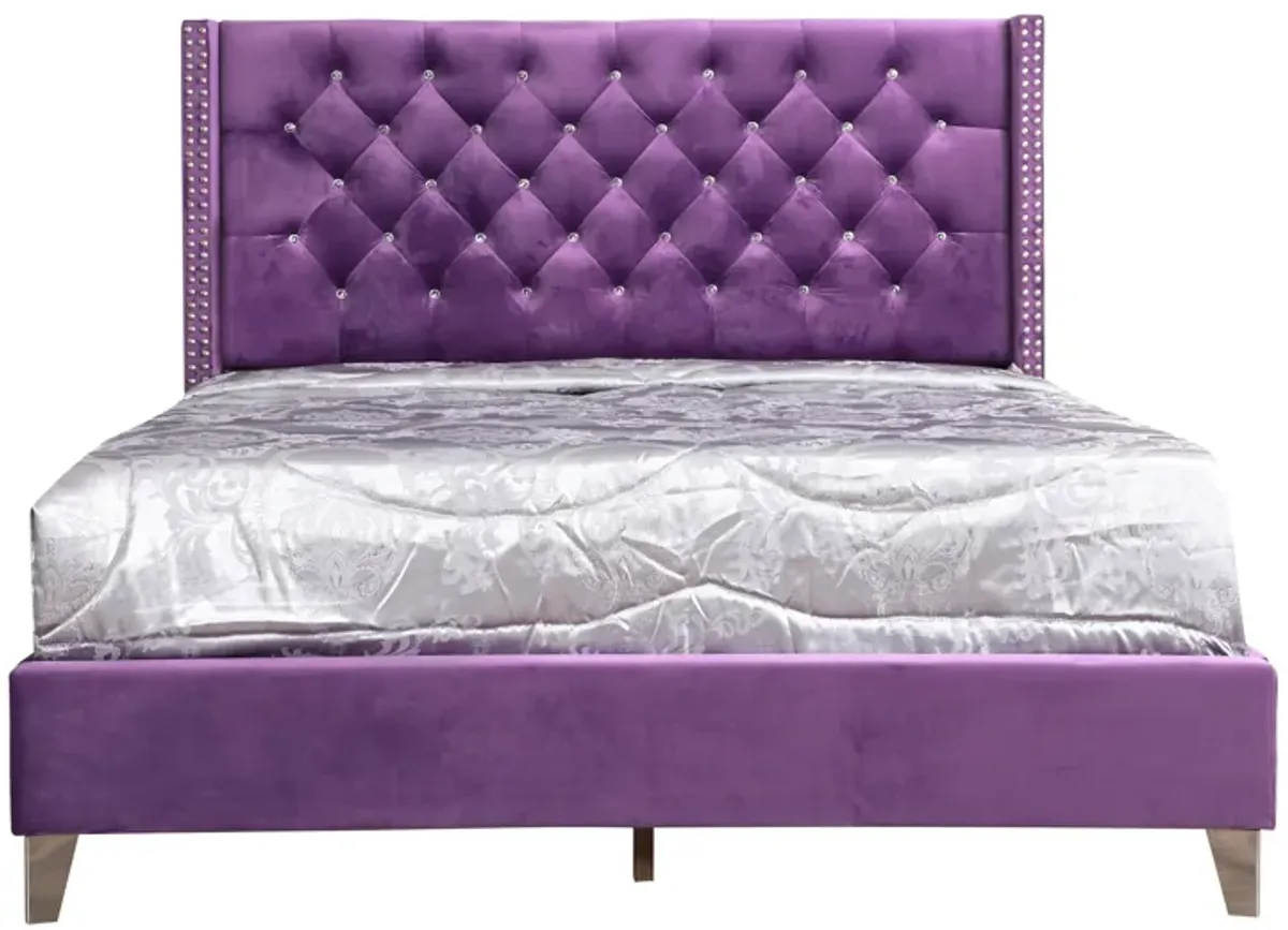 Julie - Upholstered Bed With Faux Diamonds