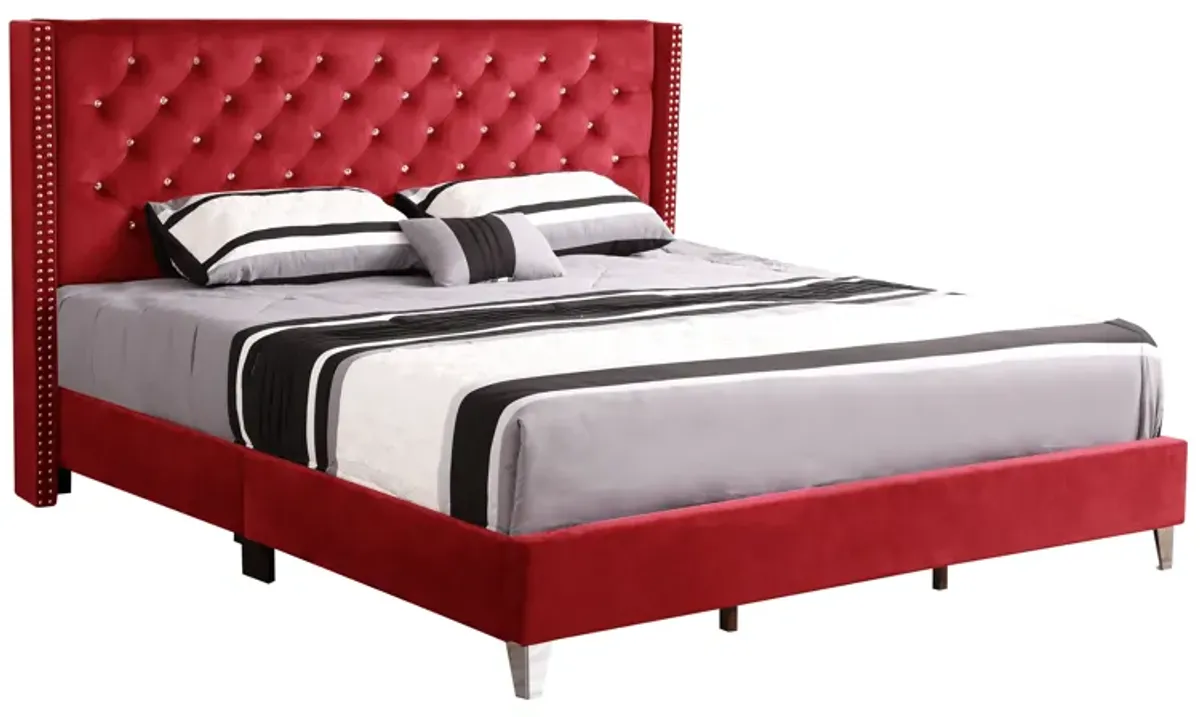 Julie - Upholstered Bed With Faux Diamonds