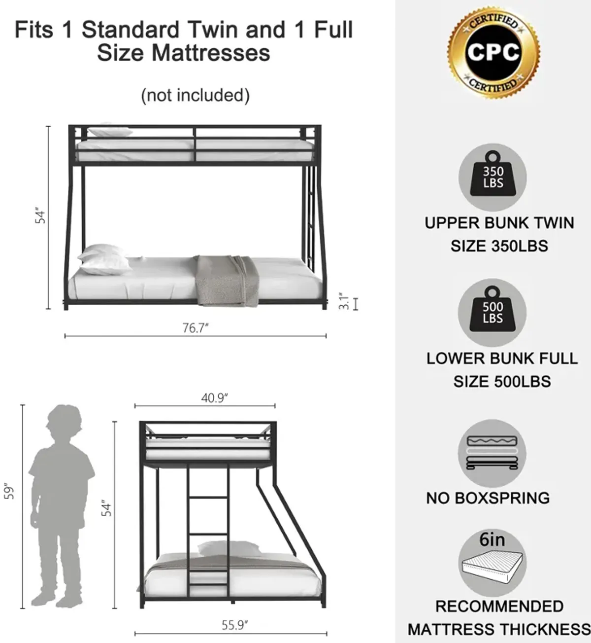 Adam - Metal Bunk Bed