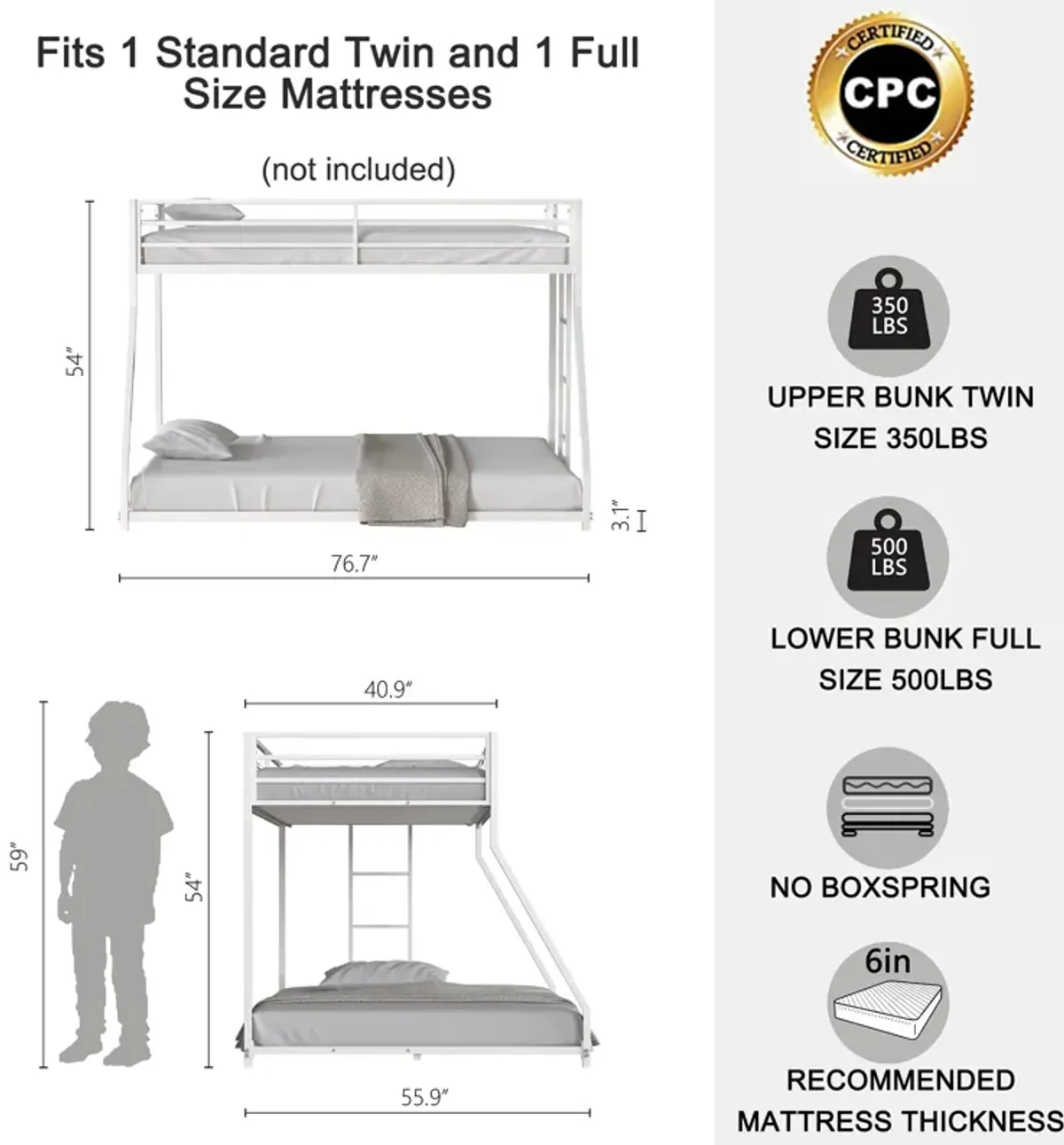 Adam - Metal Bunk Bed